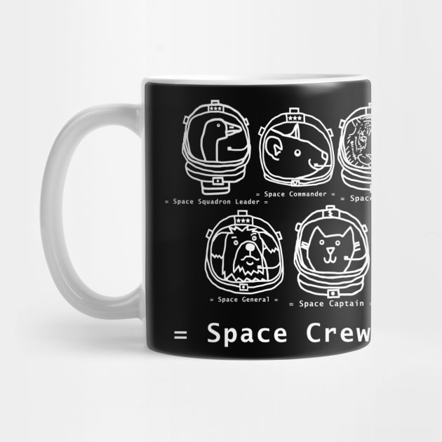 White Line Drawing Space Crew Astronaut Animals by ellenhenryart